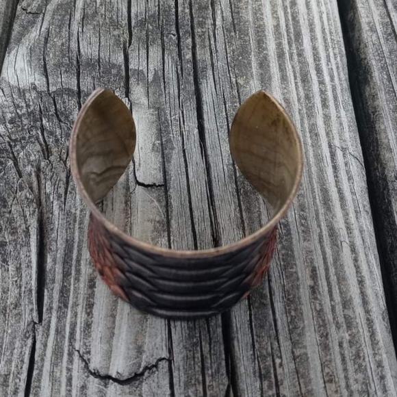 Vintage Rustic Cuff Python Bracelet Gold Metal - Picture 6 of 7